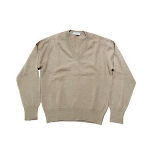 Vintage Sansabelt Merino Wool Rabbit Hair V-neck Sweater Mens Size M Brown EUC